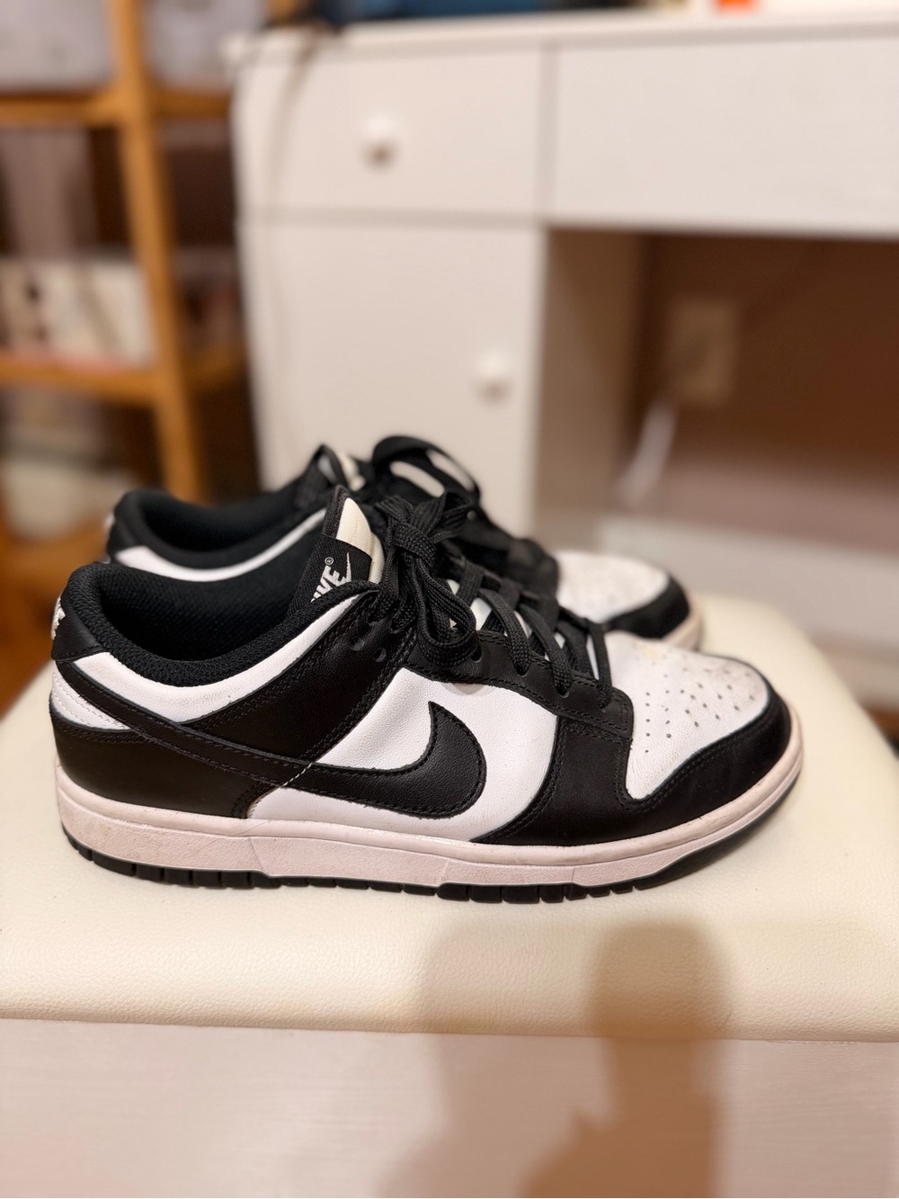 Nike Black and White Low-Top Dunk Style Sneakers